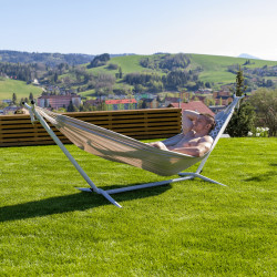 Függőágy Fantal double fehér-krémszínű rojtok nélkül