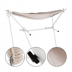 Függőágy Fantal double fehér-krémszínű rojtok nélkül