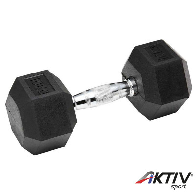 Hatszögletű gumírozott fix kézisúlyzó 20 kg
