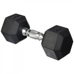 Hatszögletű gumírozott fix kézisúlyzó 48 kg Fitness Robust
