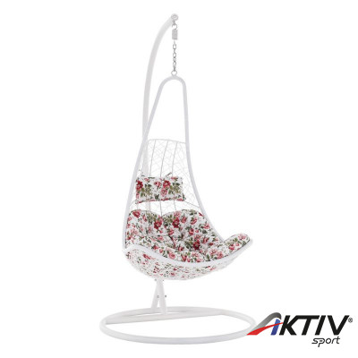 Szépséghibás függőfotel Kalea fehér-virág mintás