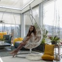 Szépséghibás függőfotel Kalea fehér-virág mintás