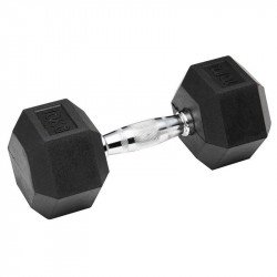 Hatszögletű gumírozott fix kézisúlyzó 10 kg Fitness Robust