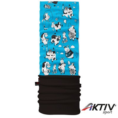 4 Fun Polartec többfunkciós gyermek csősál Funny Cow Blue