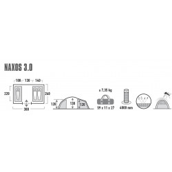 High Peak Naxos 3 személyes sátor