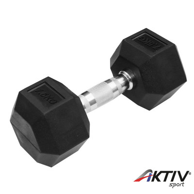 Hatszögletű gumírozott kézisúlyzó Trendy 7,5 kg