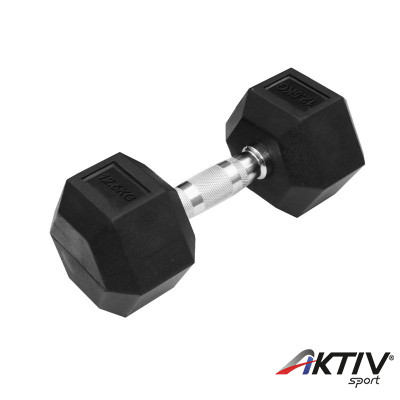 Hatszögletű gumírozott kézisúlyzó Trendy 12,5 kg