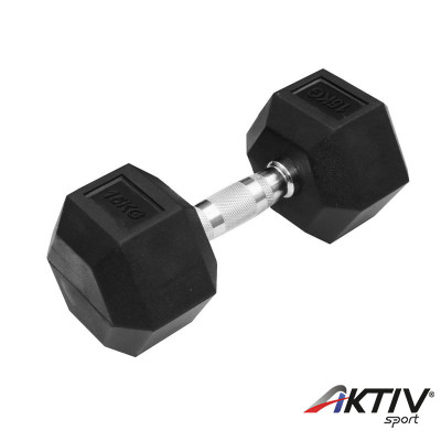 Hatszögletű gumírozott kézisúlyzó Trendy 15 kg