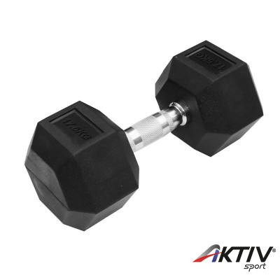 Hatszögletű gumírozott kézisúlyzó Trendy 17,5 kg