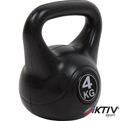 Aktivsport kettlebell 4 kg műanyag bevonattal fekete