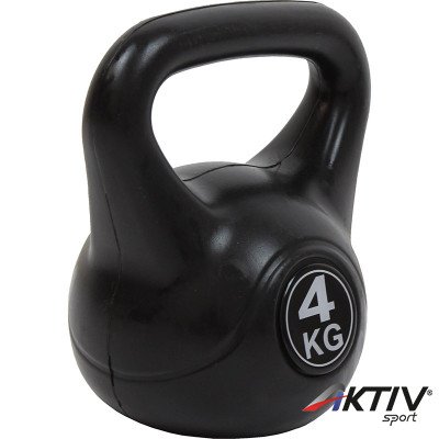 Aktivsport kettlebell 4 kg műanyag bevonattal fekete