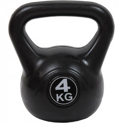 Aktivsport kettlebell 4 kg műanyag bevonattal fekete