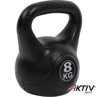 Aktivsport kettlebell 8 kg műanyag bevonattal fekete