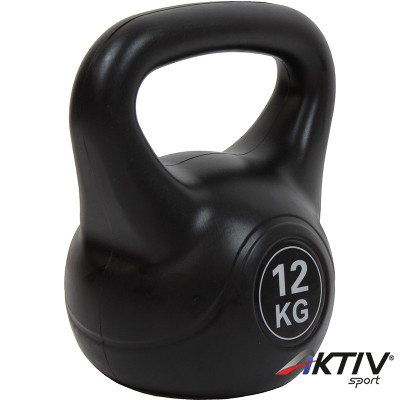 Aktivsport kettlebell 12 kg műanyag bevonattal fekete