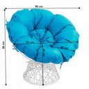 Forgófotel párnával Triss Big fehér-kék