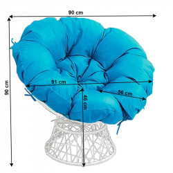 Forgófotel párnával Triss Big fehér-kék