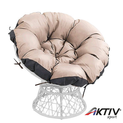 Forgófotel párnával Triss Big fehér-taupe-fekete