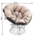 Forgófotel párnával Triss Big fehér-taupe-fekete