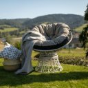 Forgófotel párnával Triss Big fehér-taupe-fekete