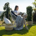 Forgófotel párnával Triss Big fehér-taupe-fekete