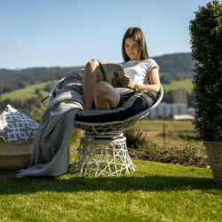 Forgófotel párnával Triss Big fehér-taupe-fekete