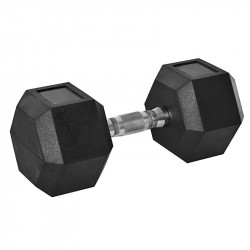 Hatszögletű gumírozott fix kézisúlyzó 34 kg Fitness P-Trade