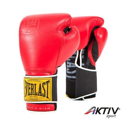 Bokszkesztyű Everlast 1910 Pro Hook&Loop bőr piros 16 oz
