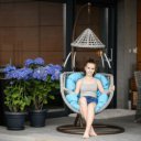 Függőfotel Luanda barna-szürkésbarna-kék