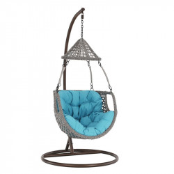 Függőfotel Luanda barna-szürkésbarna-kék Kert Tempo Kondela