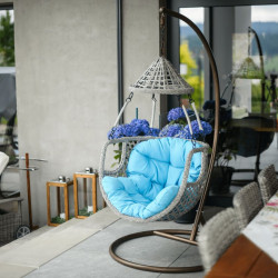 Függőfotel Luanda barna-szürkésbarna-kék