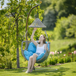 Függőfotel Luanda barna-szürkésbarna-kék