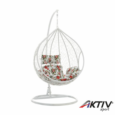 Függőfotel Noela fehér-virágmintás