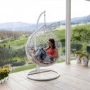 Függőfotel Noela fehér-virágmintás