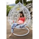 Függőfotel Noela fehér-virágmintás