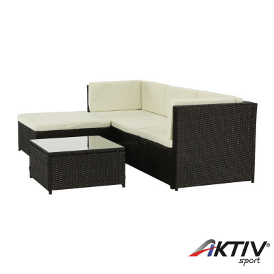 Kerti bútor szett két részes Alera rattan sötétbarna-krém