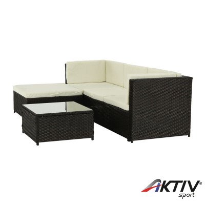 Kerti bútor szett két részes Alera rattan sötétbarna-krém