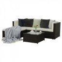 Kerti bútor szett két részes Alera rattan sötétbarna-krém