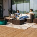 Kerti bútor szett két részes Alera rattan sötétbarna-krém