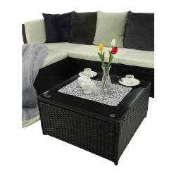 Kerti bútor szett két részes Alera rattan sötétbarna-krém