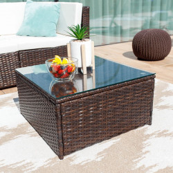 Kerti bútor szett két részes Alera rattan sötétbarna-krém