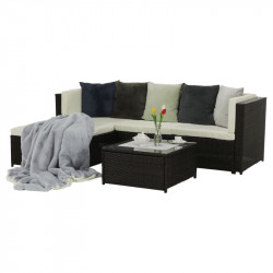 Kerti bútor szett két részes Alera rattan sötétbarna-krém