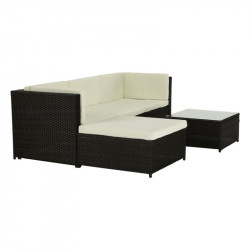 Kerti bútor szett két részes Alera rattan sötétbarna-krém