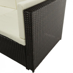 Kerti bútor szett két részes Alera rattan sötétbarna-krém