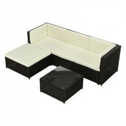 Kerti bútor szett két részes Alera rattan sötétbarna-krém