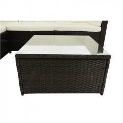 Kerti bútor szett két részes Alera rattan sötétbarna-krém