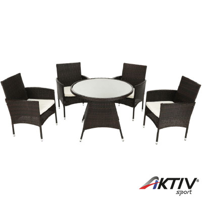 Kerti bútor szett öt részes Randel rattan sötétbarna-bézs