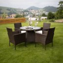 Kerti bútor szett öt részes Randel rattan sötétbarna-bézs