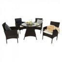 Kerti bútor szett öt részes Randel rattan sötétbarna-bézs