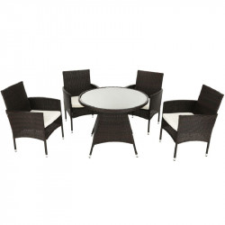 Kerti bútor szett öt részes Randel rattan sötétbarna-bézs Kert Tempo Kondela