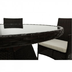 Kerti bútor szett öt részes Randel rattan sötétbarna-bézs